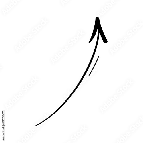 Black hand drawn arrow pointing down following a curved path