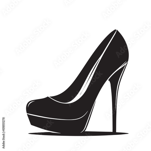 Shoe vector logo. High heel shoe vector silhouette design. women's shoes silhouette vector design. 