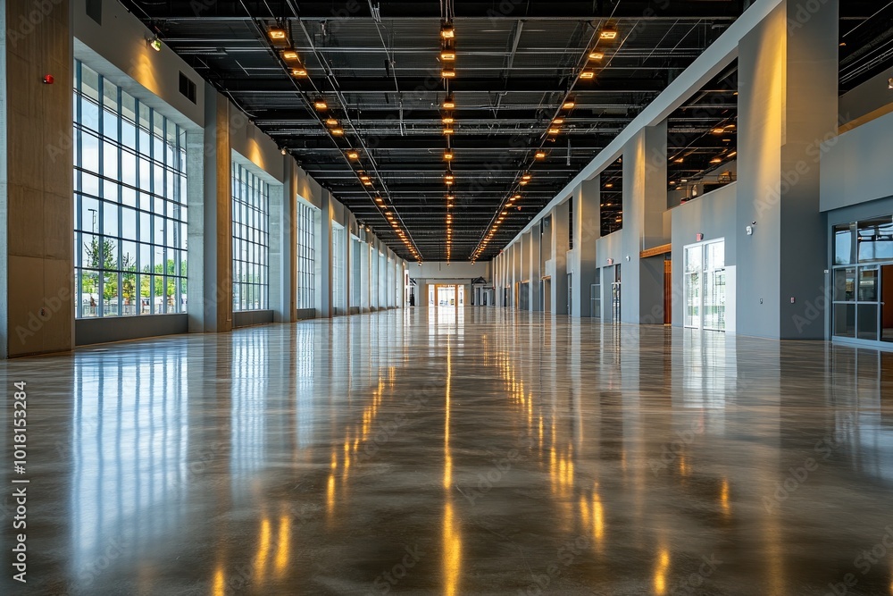 Empty modern convention hall. A perfect backdrop for events, meetings, or conferences. Empty modern convention hall. A perfect backdrop for events, meetings, or conferences.