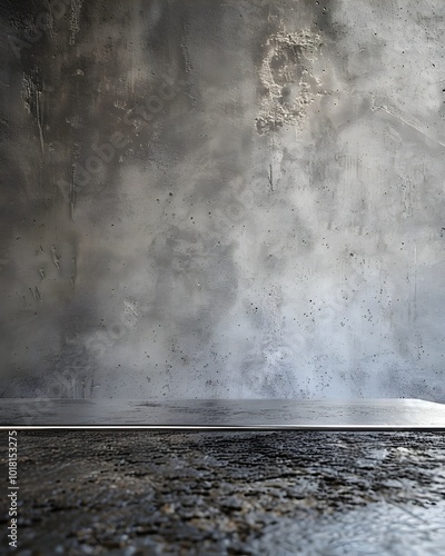 Textured Concrete Wall and Sleek Metal Surface for Modern Edgy Mockup or Photography Background