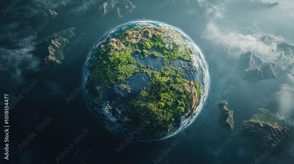 Fototapeta premium A Stunning View of a Lush Planet from Space