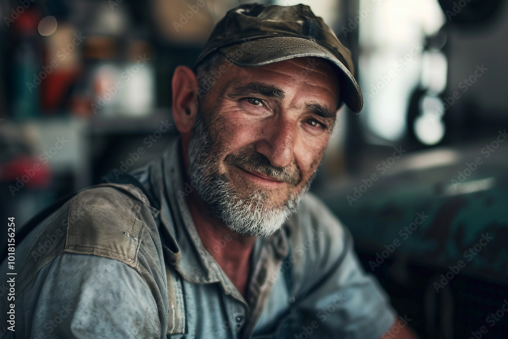 Generative AI picture photo Car mechanic working with broken engine car service banner Generative AI picture photo Car mechanic working with broken engine car service banner