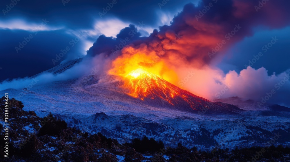 Volcanic Majesty: Fiery Summit of Sicily's Ancient Etna Volcanic Majesty: Fiery Summit of Sicily's Ancient Etna