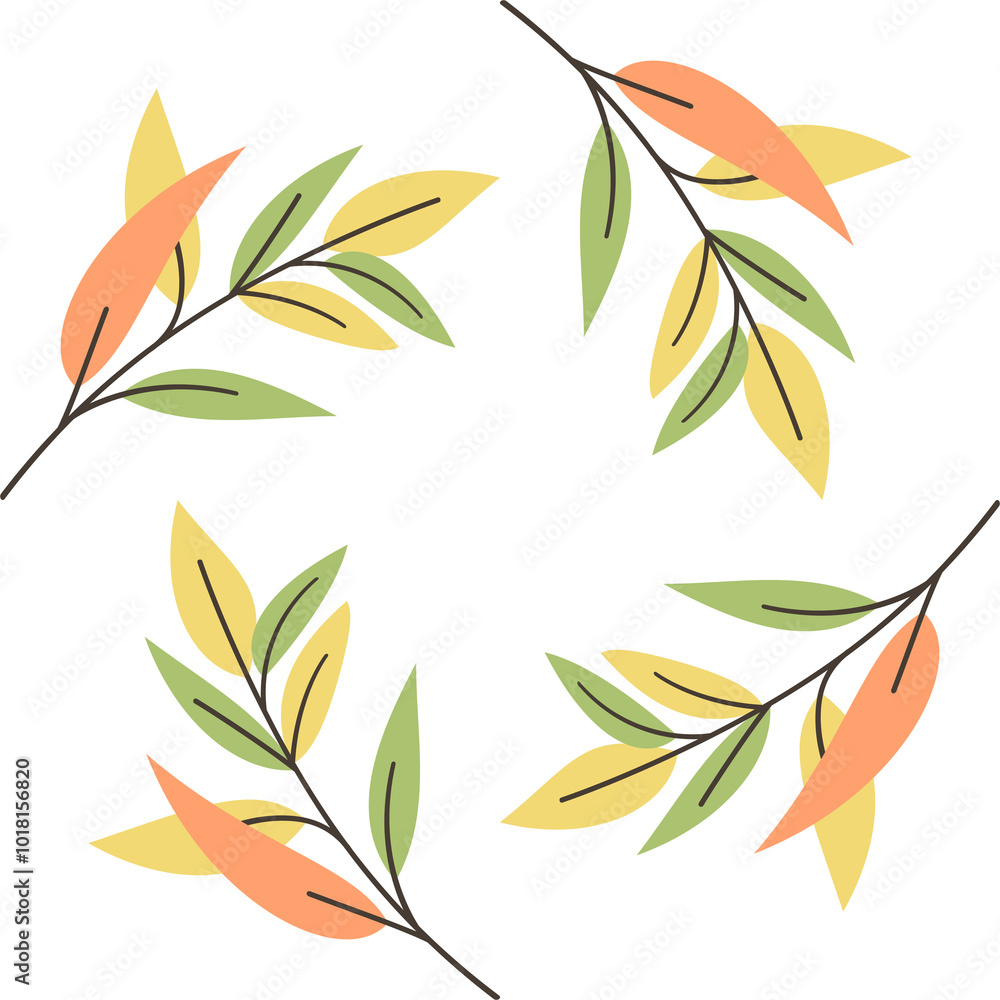 Autumn floral leaves pattern frame Autumn floral leaves pattern frame