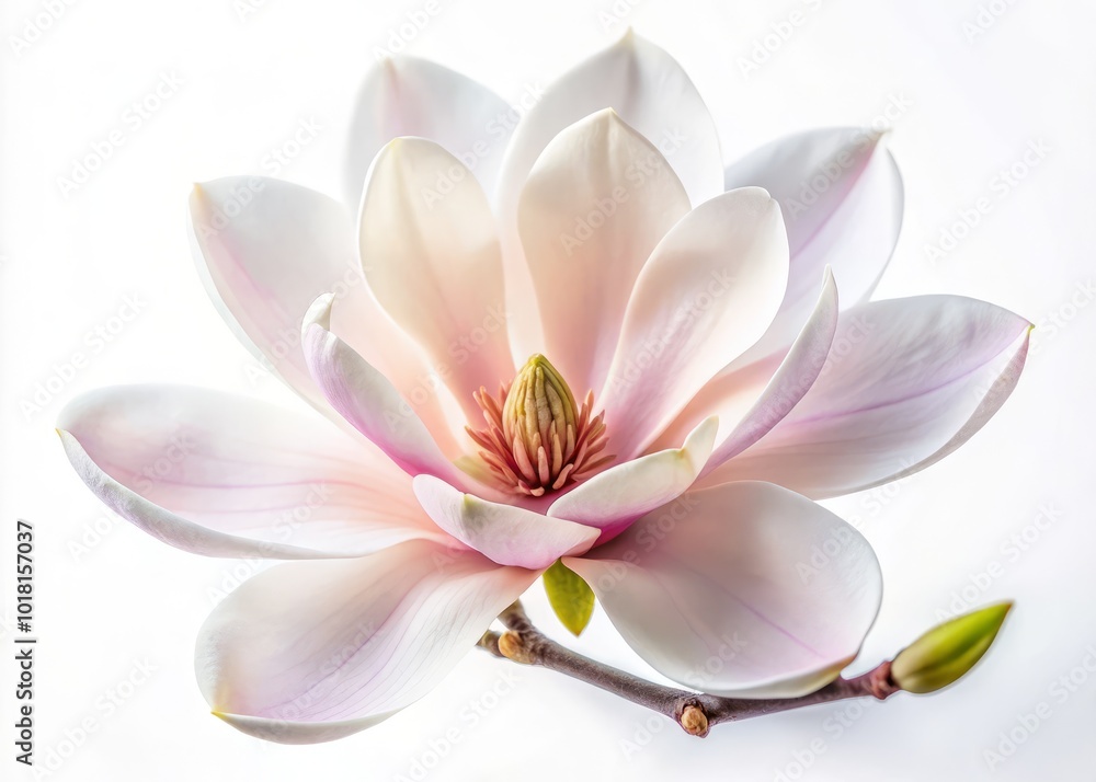 Isolated Magnolia Flower on White Background - High Depth of Field Photography Isolated Magnolia Flower on White Background - High Depth of Field Photography