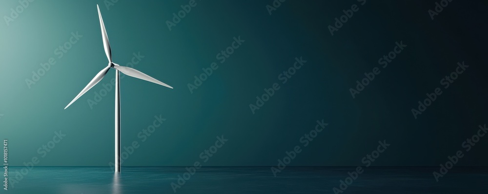 Modern wind turbine against a dark background, symbolizing renewable energy. Modern wind turbine against a dark background, symbolizing renewable energy.