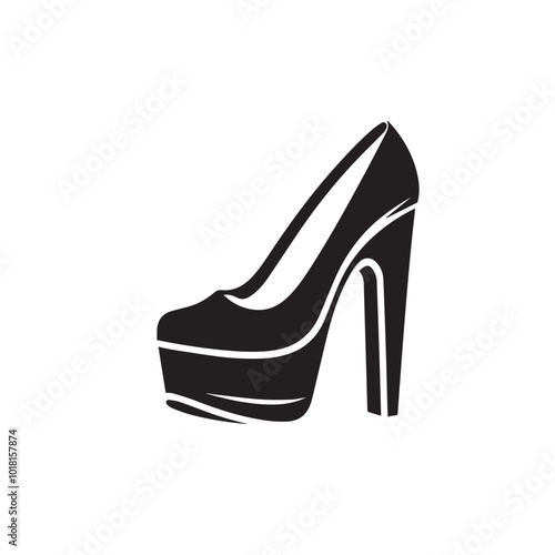 Shoe vector logo. High heel shoe vector silhouette design. women's shoes silhouette vector design. 