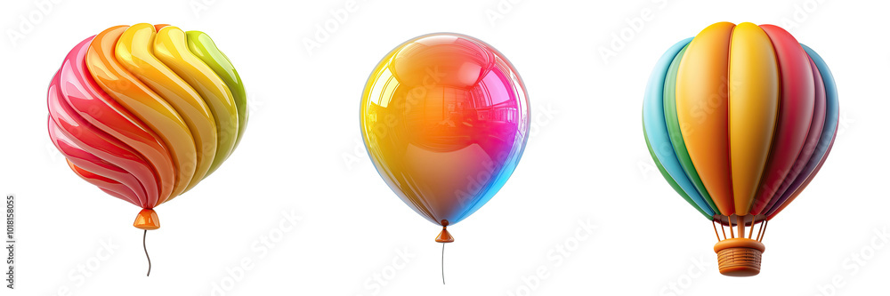 Balloon Icon 3D Shape Sleek and Clean Isolated on White and Transparent Background Balloon Icon 3D Shape Sleek and Clean Isolated on White and Transparent Background