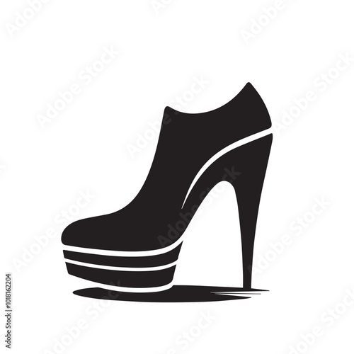 Shoe vector logo. High heel shoe vector silhouette design. women's shoes silhouette vector design. 