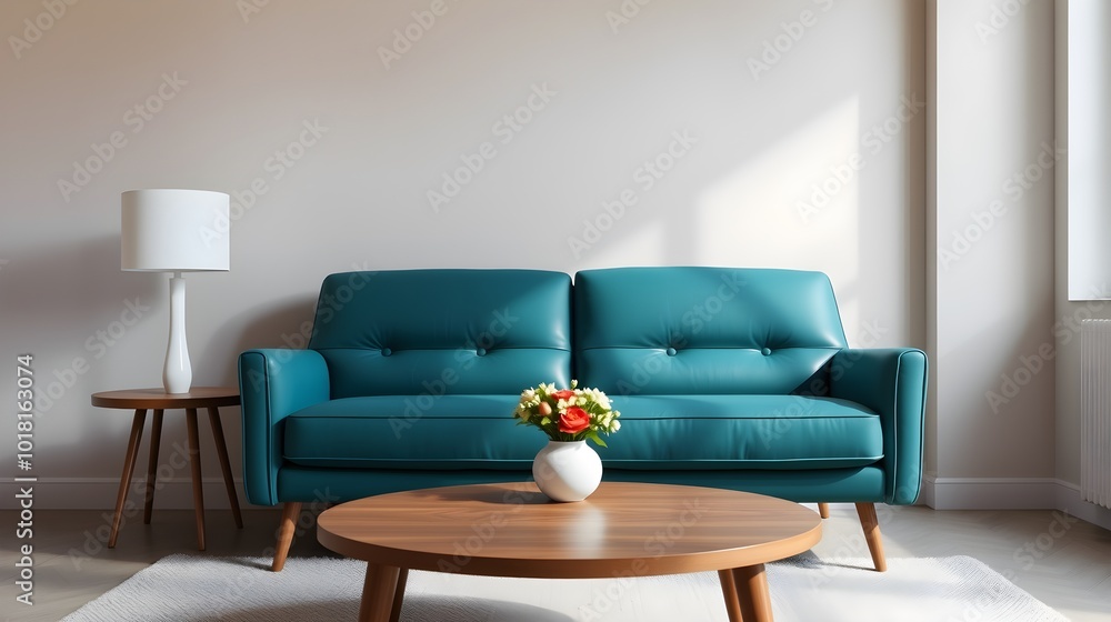 Teal Loveseat, Neutral Decor Teal Loveseat, Neutral Decor