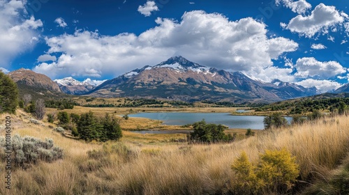 Mountain Majesty Meets Endless Patagonian Skyline Horizon photo