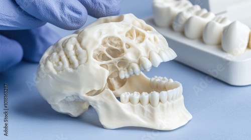 Precision Dentist Examining Bite Alignment with Articulating Paper in Dental Procedure photo