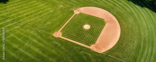 Wallpaper Mural Aerial view of a baseball diamond with well-maintained grass field. Torontodigital.ca