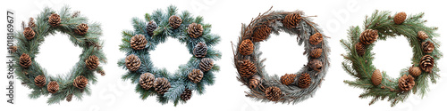 Wallpaper Mural Rustic pinecone wreaths natural greenery festive decor transparent background Torontodigital.ca