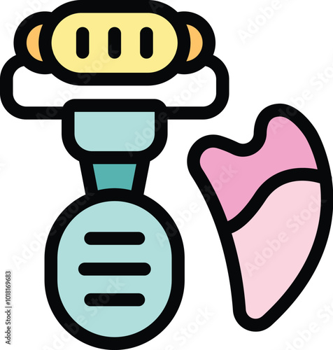Electric epilator removing hair from skin icon, cartoon style