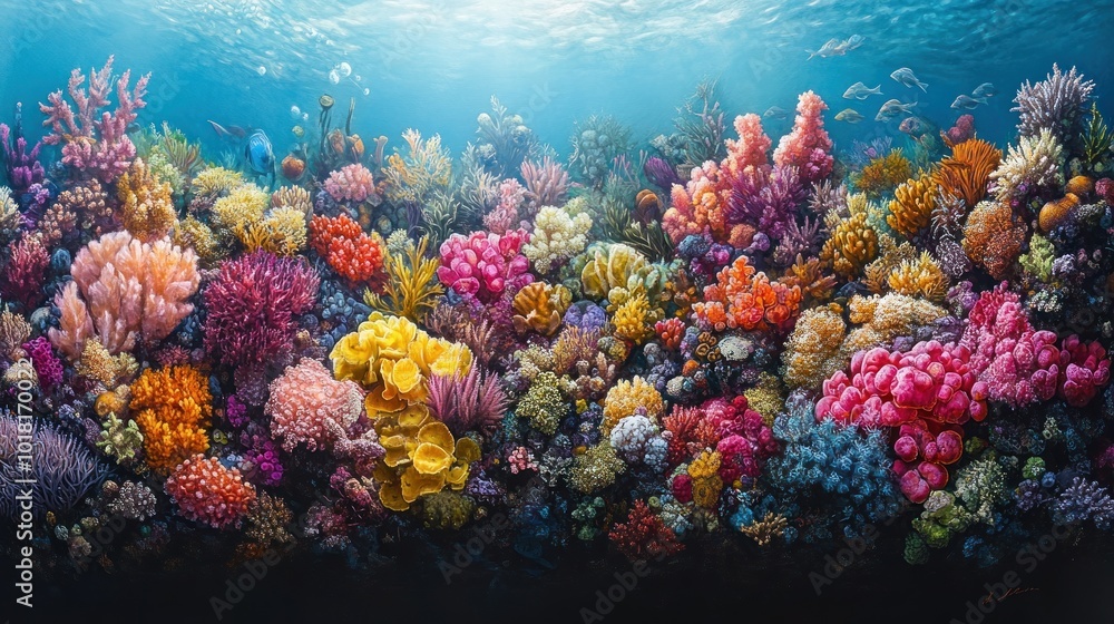Naklejka premium Vibrant Underwater Coral Reef