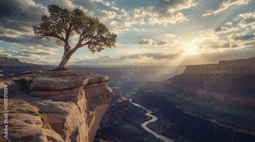 Grand Canyon's Edge at Dawn's Golden Whisper photo