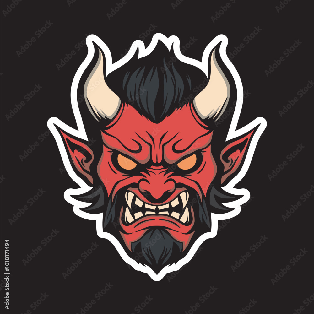 a devil with a red face and horns art illustration for stickers logo poster etc
a devil with a red face and horns art illustration for stickers logo poster etc