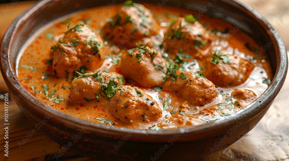 A flavorful butter chicken curry dish from Indian cuisine A flavorful butter chicken curry dish from Indian cuisine