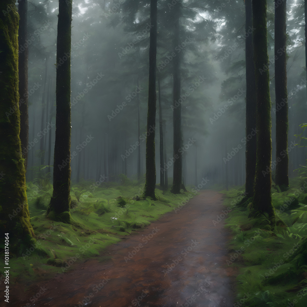 Obraz premium Rain in the forest 