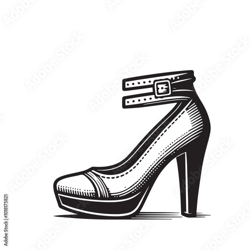 Shoe vector logo. High heel shoe vector silhouette design. women's shoes silhouette vector design. 