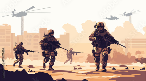 Illustration on the theme of war. 