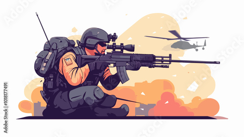 Illustration on the theme of war. 