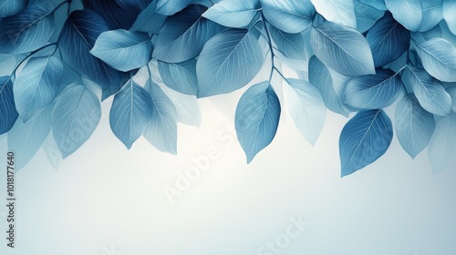 Blue Leaf Border. photo