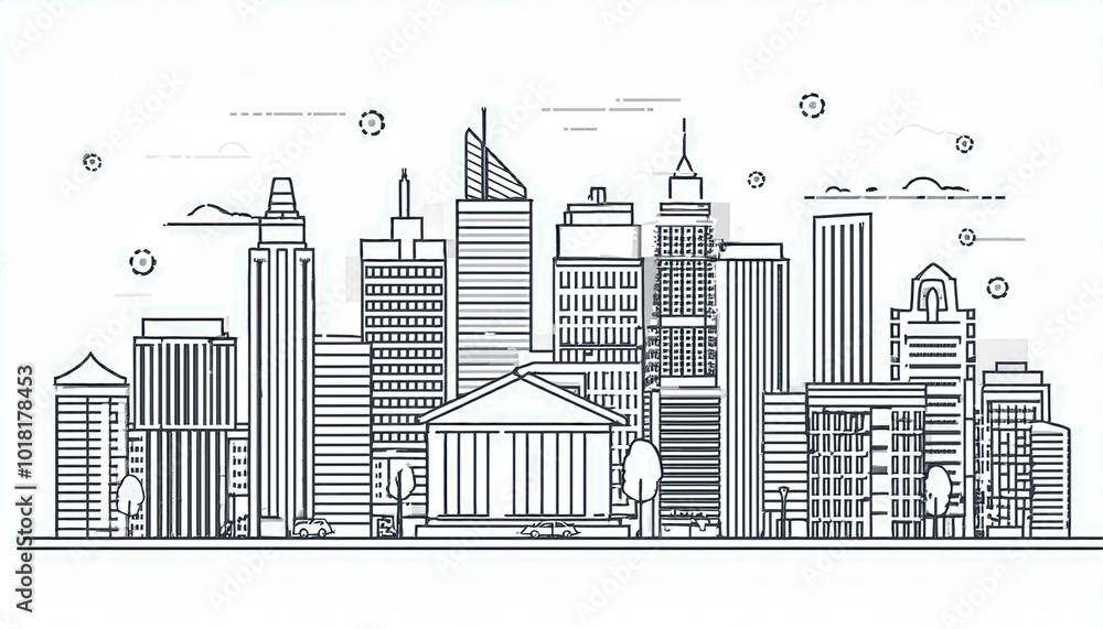 Fototapeta premium Line city landscape