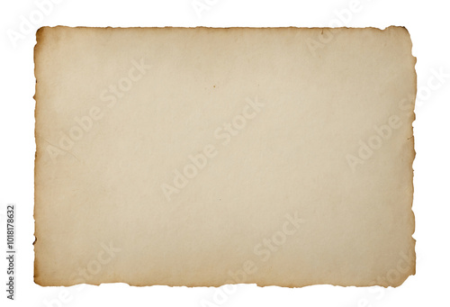 old paper with burnt edges isolated on transparent background