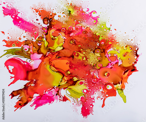 Vibrant abstract explosion of colorful ink drops