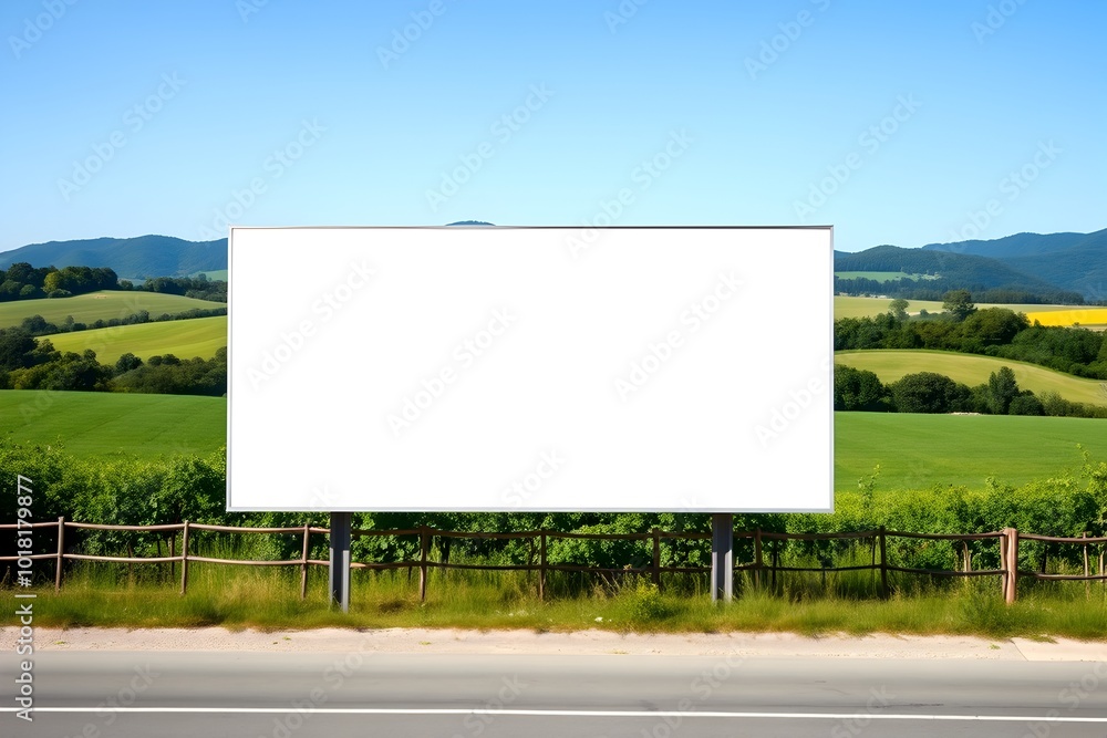 Blank Billboard Rural Landscape Roadside Advertising Blank Billboard Rural Landscape Roadside Advertising