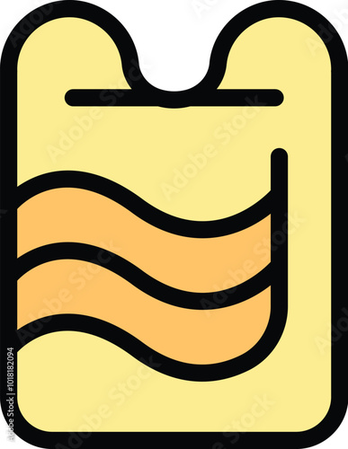 Simple colored kickboard icon representing a swimming pool float on water surface