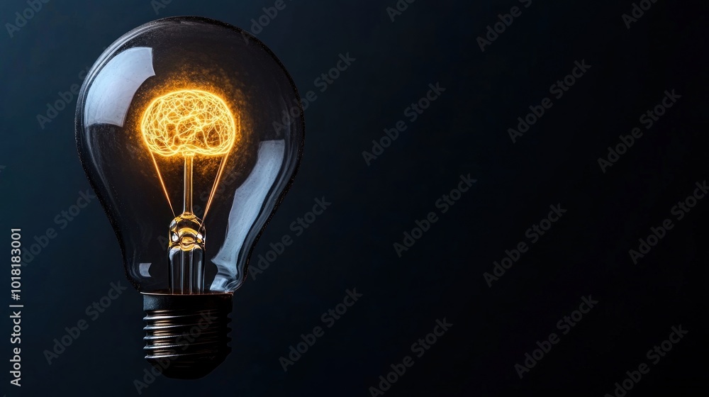 A glowing light bulb with a delicate filament emits a warm, luminous glow, capturing the essence of creativity and inspiration against a dark background A glowing light bulb with a delicate filament emits a warm, luminous glow, capturing the essence of creativity and inspiration against a dark background