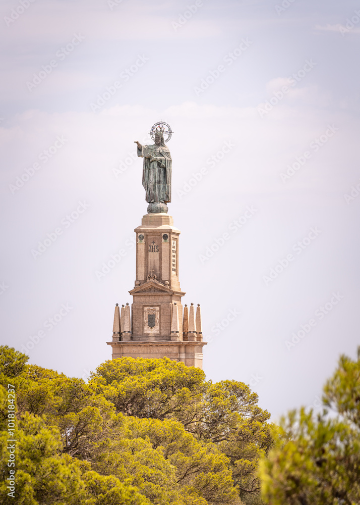 Puig de Sant Salvador: Cross and Statue Overlooking Mallorca Puig de Sant Salvador: Cross and Statue Overlooking Mallorca