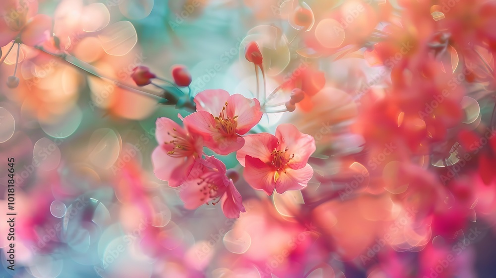Delicate Pink Cherry Blossoms Bathed in Soft Morning Light Delicate Pink Cherry Blossoms Bathed in Soft Morning Light
