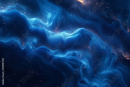 Dark blue fluid painting abstract colorful texture. Intensive colorful mix of acrylic vibrant colors, gradient mesh. Blue and white bright swirling paint effect 