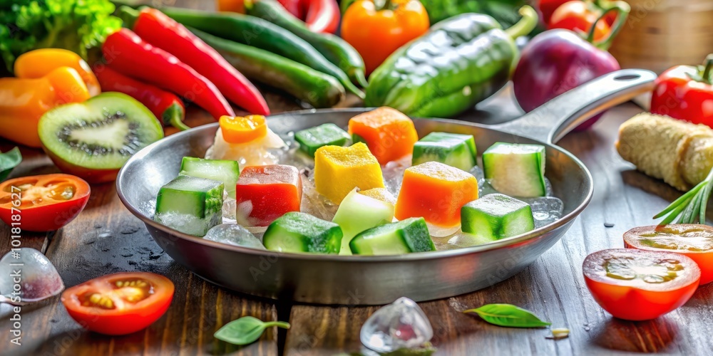 Refreshing Ice Cubes with Fresh Vegetables for Summer Drinks and Smoothies Refreshing Ice Cubes with Fresh Vegetables for Summer Drinks and Smoothies