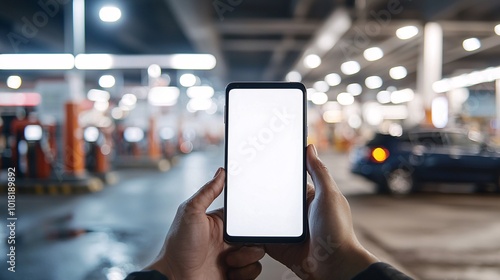 Hands Holding Blank White Screen Smartphone