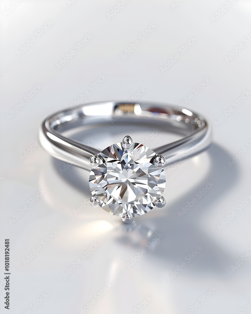 Sparkling Diamond Engagement Ring on Pristine White Background Sparkling Diamond Engagement Ring on Pristine White Background