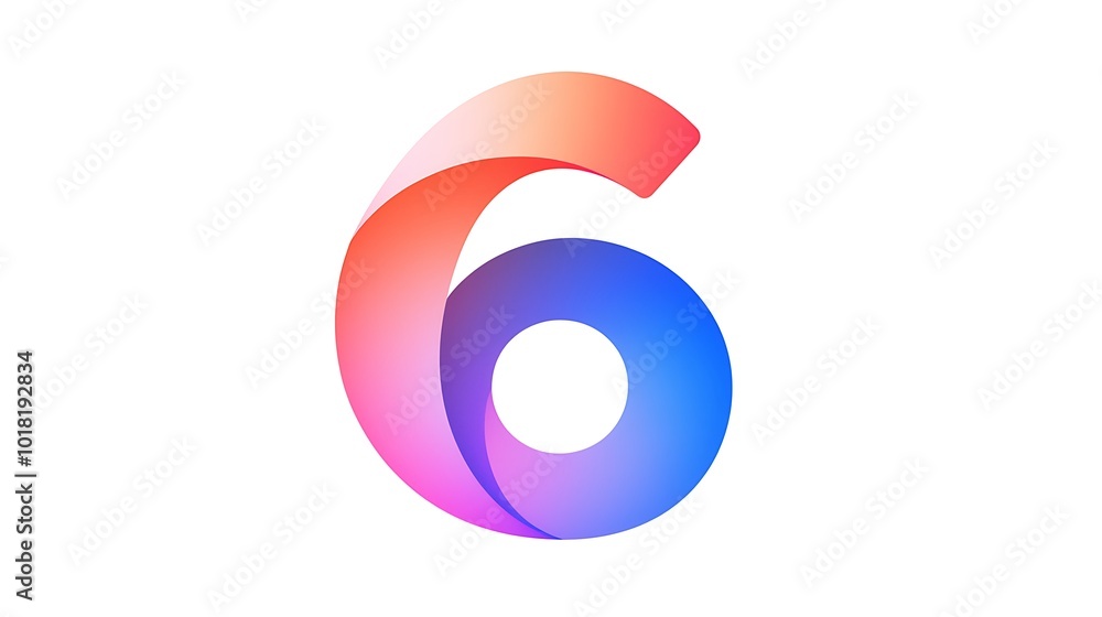 Colorful Abstract Number Six Design Gradient Logo Icon Digital Art Colorful Abstract Number Six Design Gradient Logo Icon Digital Art