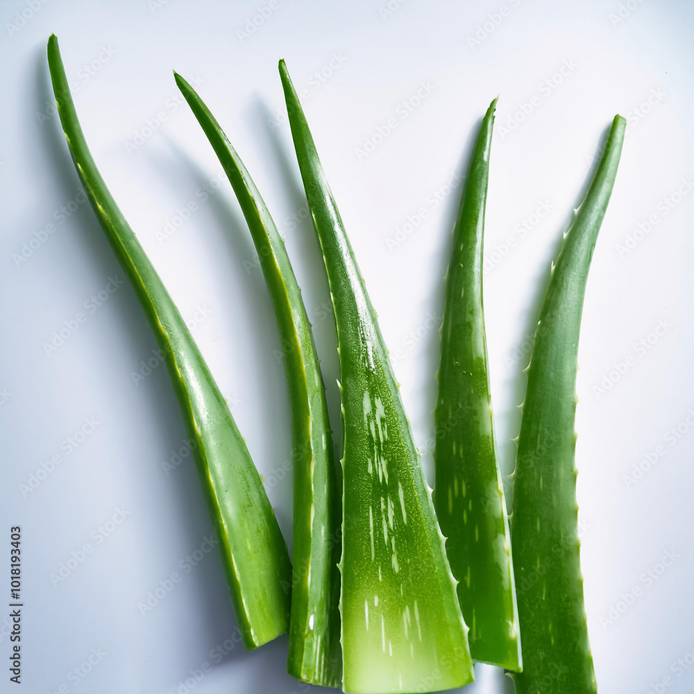 Fototapeta premium aloe vera, isolated on a clean and smooth white background.