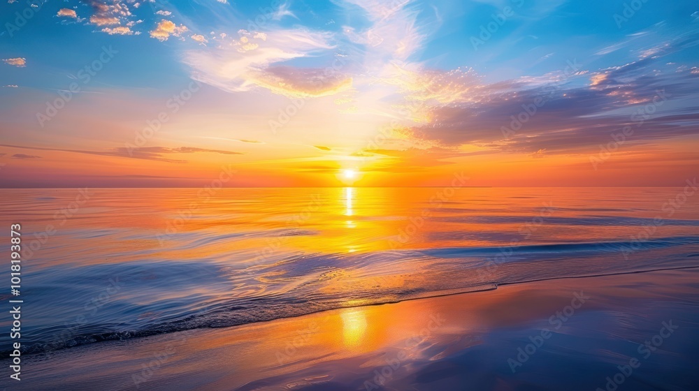 Golden Sunset Over the Sea