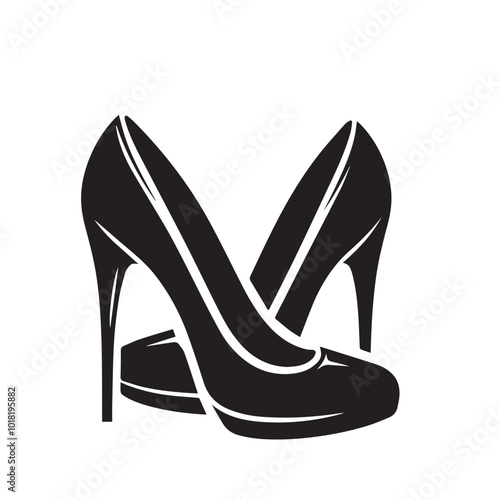 Shoe vector logo. High heel shoe vector silhouette design. women's shoes silhouette vector design. Women shoe icon.