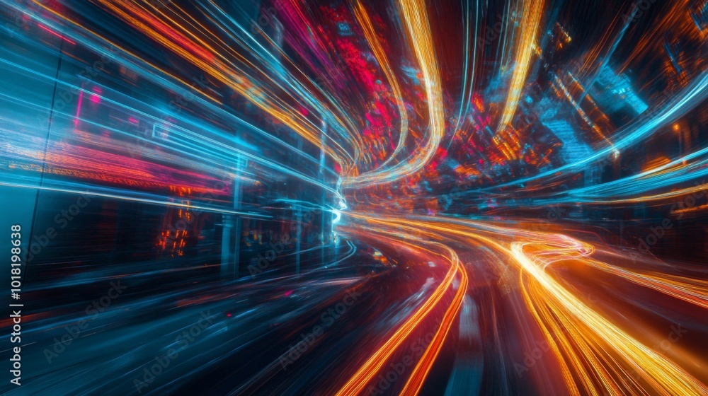 Abstract Light Trails of a Cityscape at Night Abstract Light Trails of a Cityscape at Night