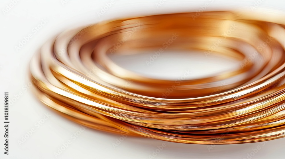 Close-up of Shiny Copper Wire Coiled in a Circle Close-up of Shiny Copper Wire Coiled in a Circle