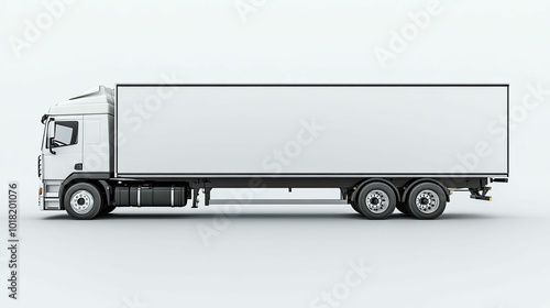 White Box Truck with Blank Sides on a White Background photo