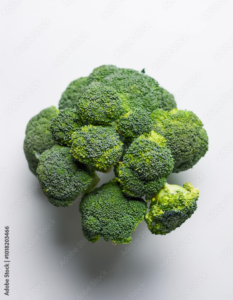 broccoli, isolated against a clean, smooth white background broccoli, isolated against a clean, smooth white background
