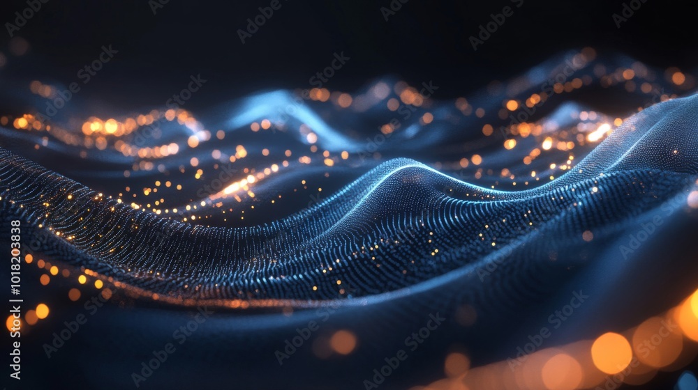 Abstract Blue and Orange Glowing Particle Wave Pattern Abstract Blue and Orange Glowing Particle Wave Pattern