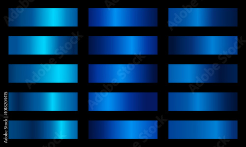 Set of Blue gradient metallic shiny design banner decoration,blue gradient texture background